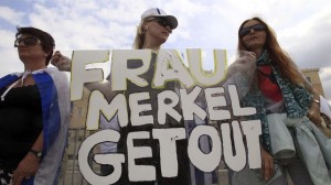 Manifestación contra Merkel en Atenas.