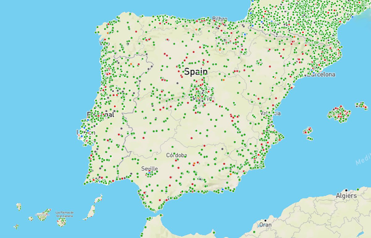 puntos de carga coches electricos en Espana