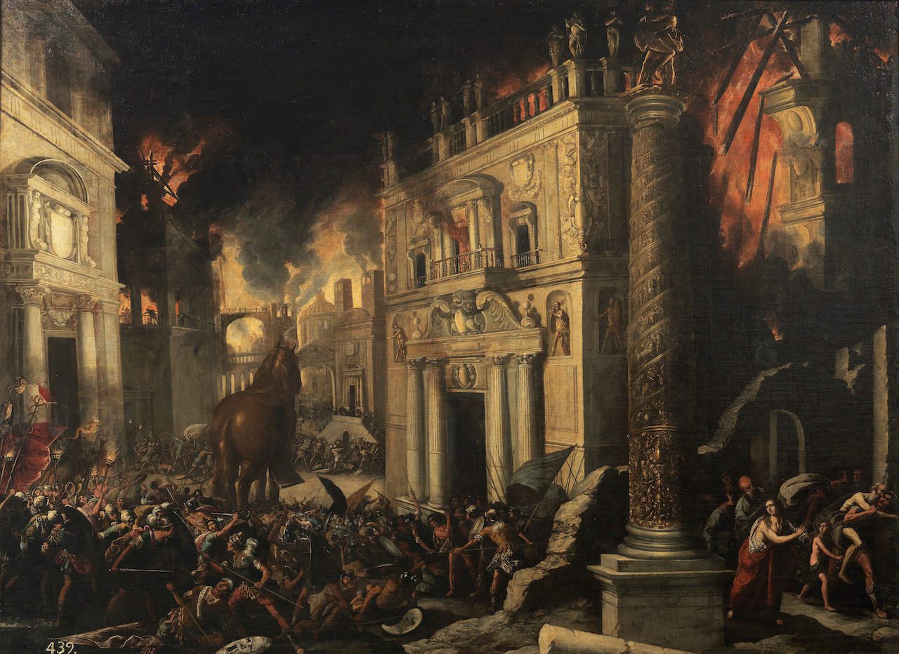 Francisco Collantes. 'El incendio de Troya'. Siglo XVII. Óleo sobre lienzo. © Museo Nacional del Prado.