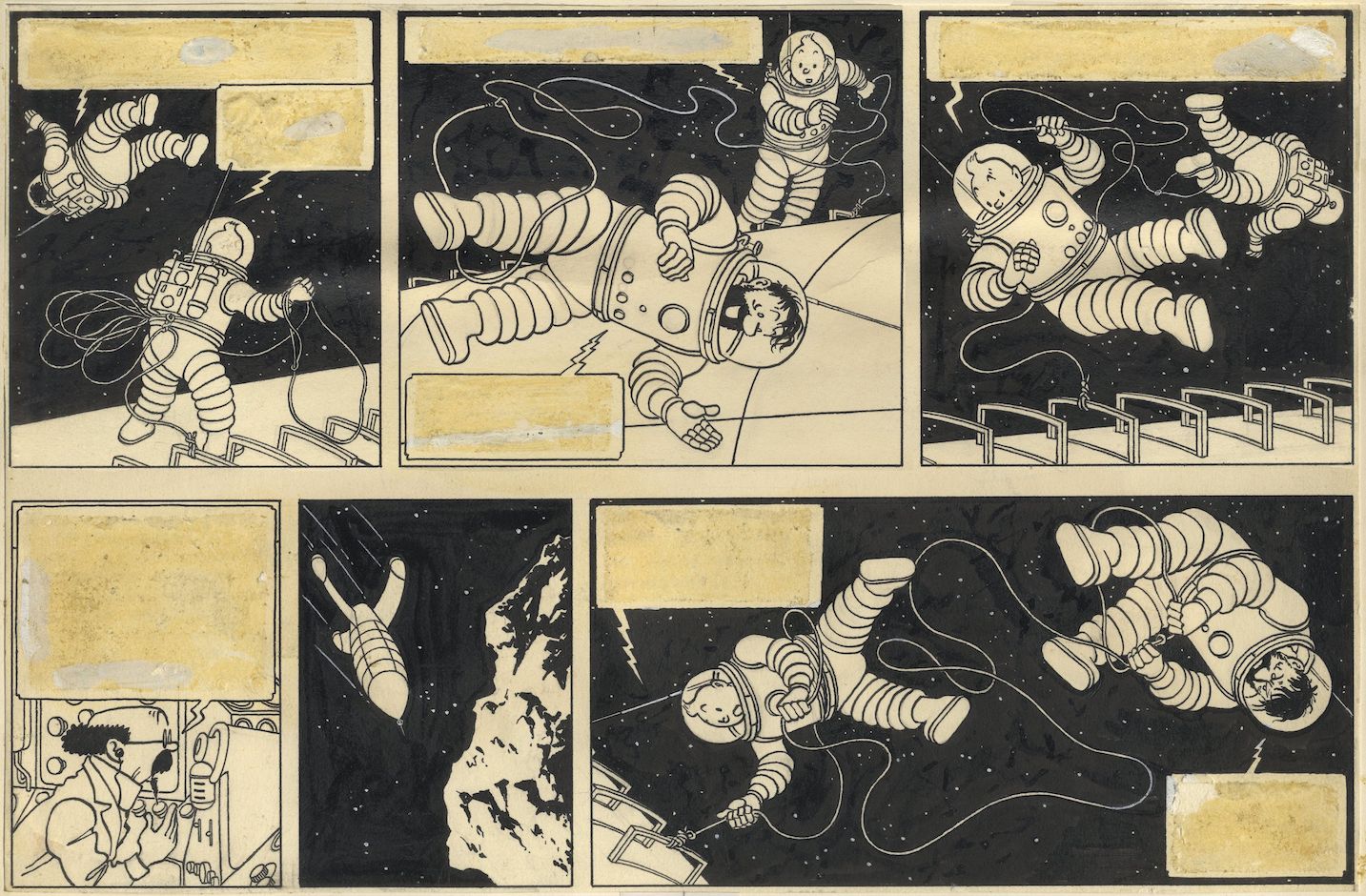 'Tintin', volumen 17. Fragmento de la página 6. 1954. George Rémi, «Hergé».