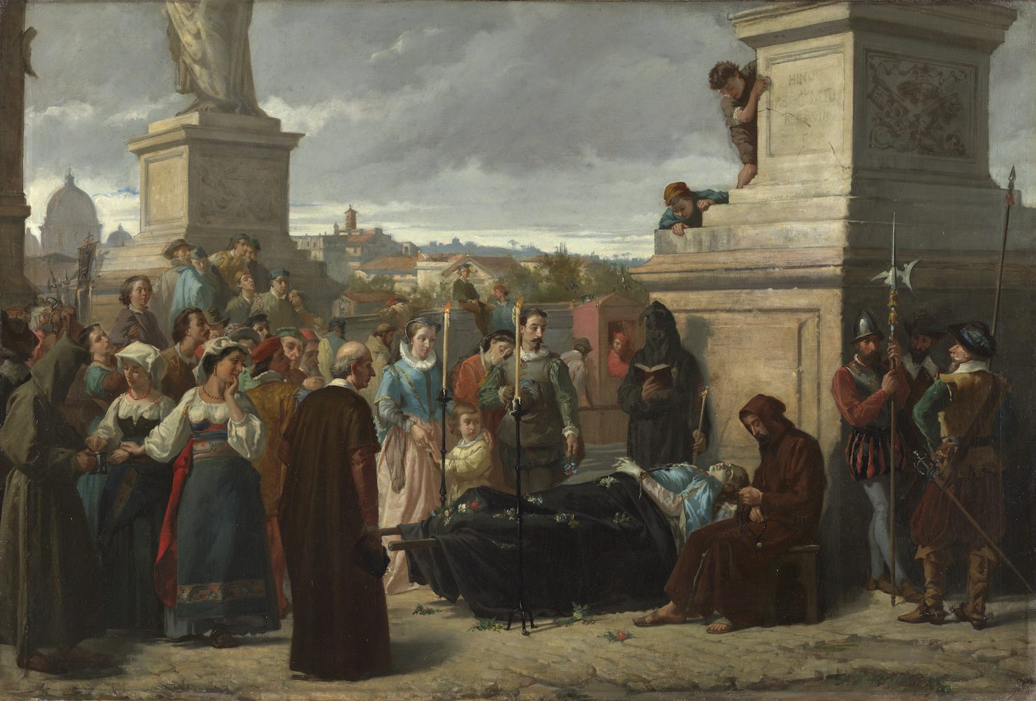 'El cadáver de Beatriz de Cenci expuesto en el puente de Sant Angel'. Óleo sobre lienzo. 1871
