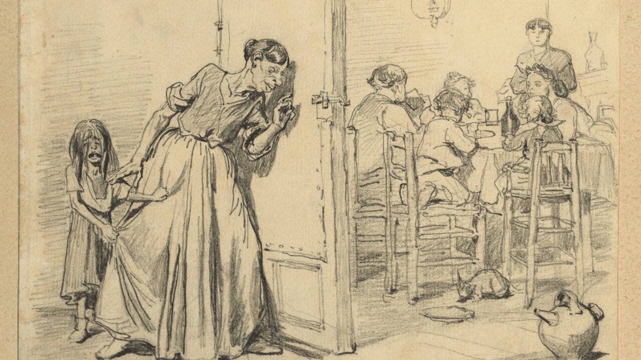 Valeriano Domínguez Bécquer. Lady Macbeth. 1864. Dibujo a lápiz sobre papel. Biblioteca Nacional de España