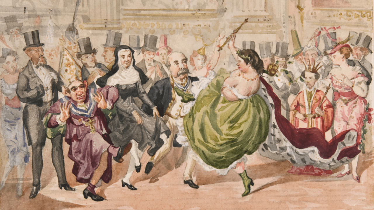 SEM. El Carnaval en París, h. 1868. Acuarela sobre papel. Biblioteca Nacional de España