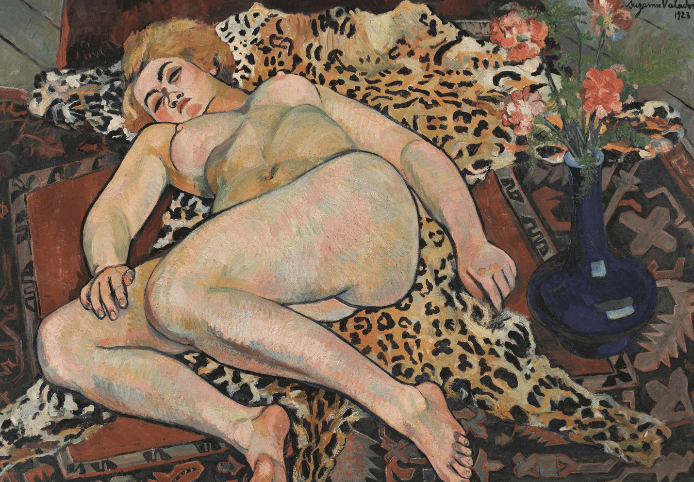 Catherine desnuda estirada sobre una piel de pantera, 1923