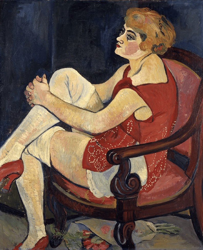 Mujer con medias blancas, 1924
