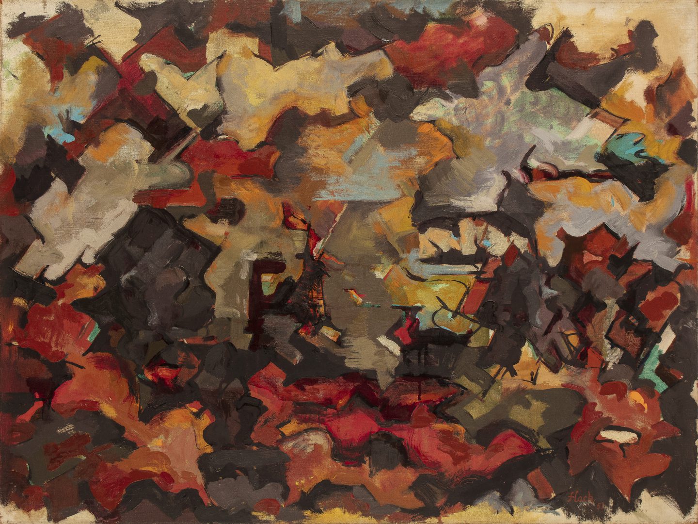 Audrey Flack, Paisaje expresionista abstracto (con nubes), 1951