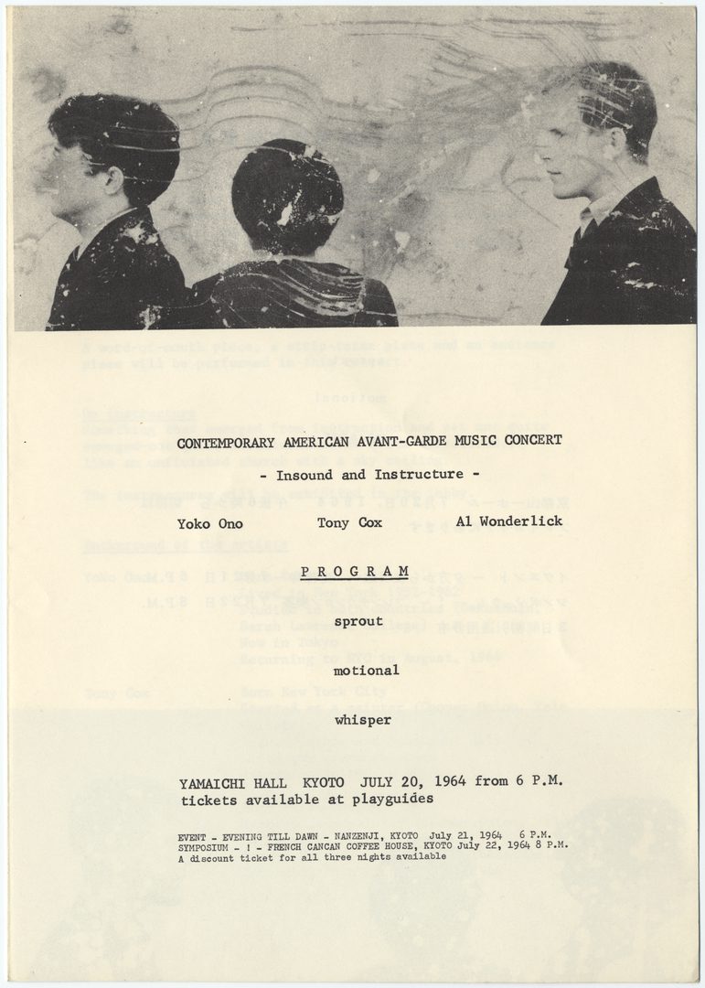 Yoko Ono, Insound and Instructure – Portada de programa de concierto